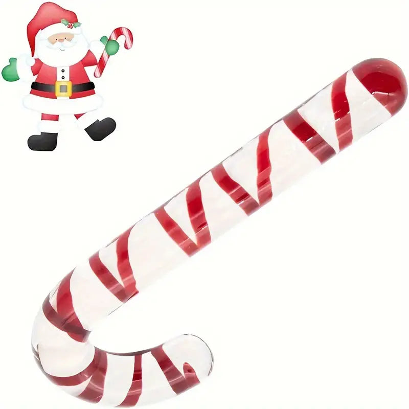 Tea Color Christmas Tree Cane Shape Transparent Glass Anal Plug