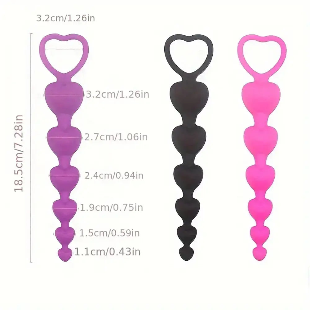 Mini Heart Shaped Anal Plug Vaginal Pull Beads Silicone Soft Butt Plug