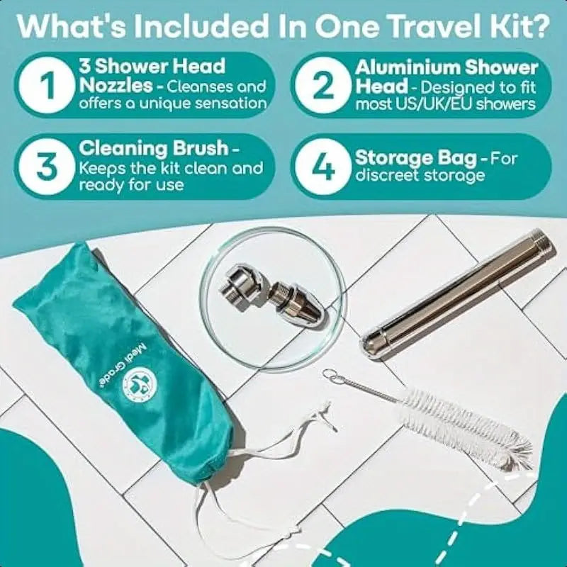 Shower System Enema Kit 8pc Aluminum Intimate Cleansing Enema Shower