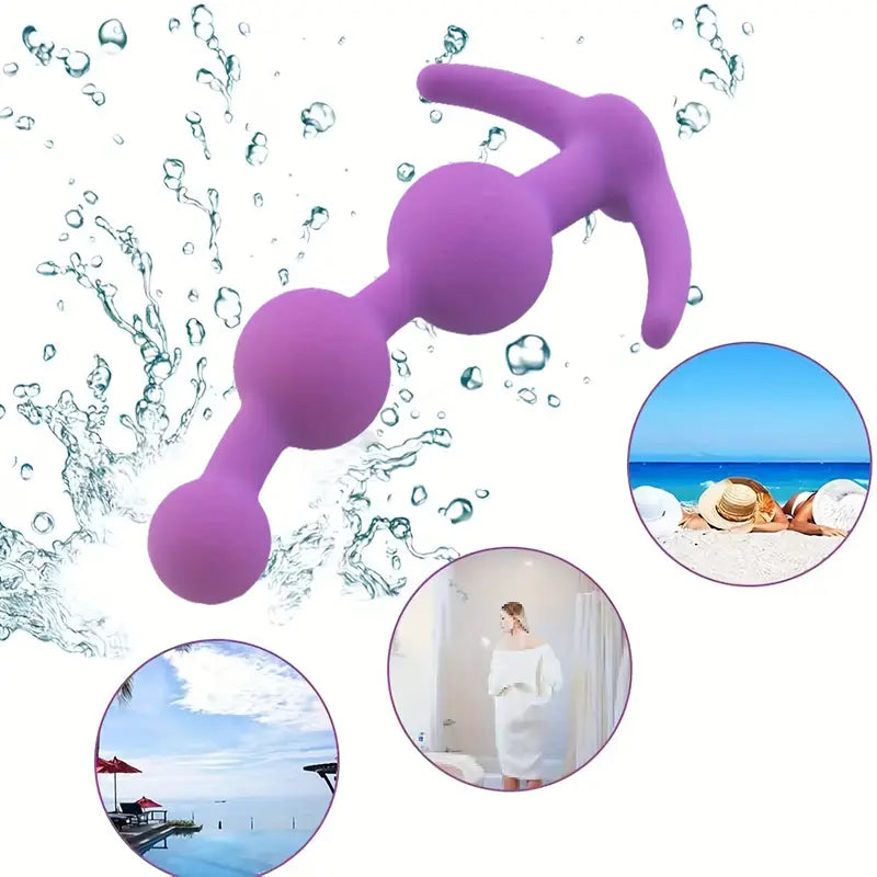 Silicone Anal Beads Butt Plug Three Ball Anal Chain Link Anal Beads