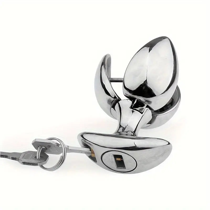 New Metal Butt Anal Chastity Lock Open Close Butt Plug For Women SM