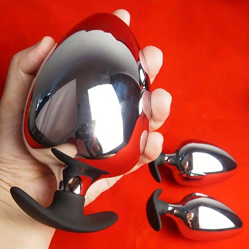 Metal Ass Butt Plug With Anchor Base Heavy Duty Huge Anal Sex Toy