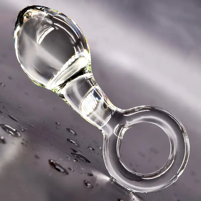 Glass Butt Plug Pull Loop Prostate Massager Anal Dilator With Long Neck