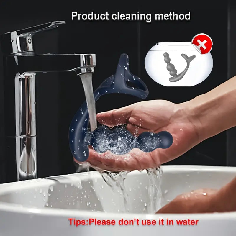 Double Motor Male Prostate Massager Vibrator 360° Rotate Ring Butt Plug