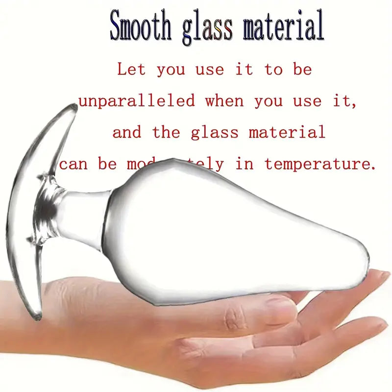 Crystal Glass Anal Plug Curved Base & Tapered Tip SM Anal Sex Trainer