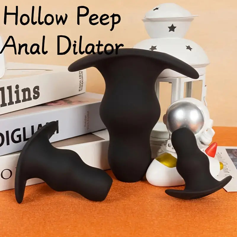 Silicone Anal Plug Dilator Toy Hollow Peep Design Narrow Flared Base