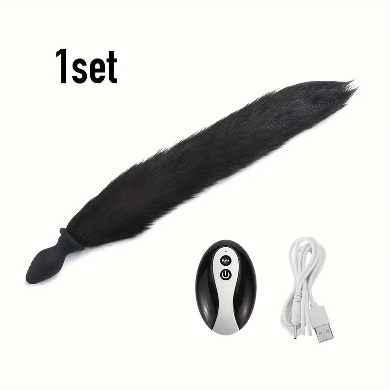 Unisex Controllable Vibrating Anal Plug Tail Detachable Role Playing Sex Toy