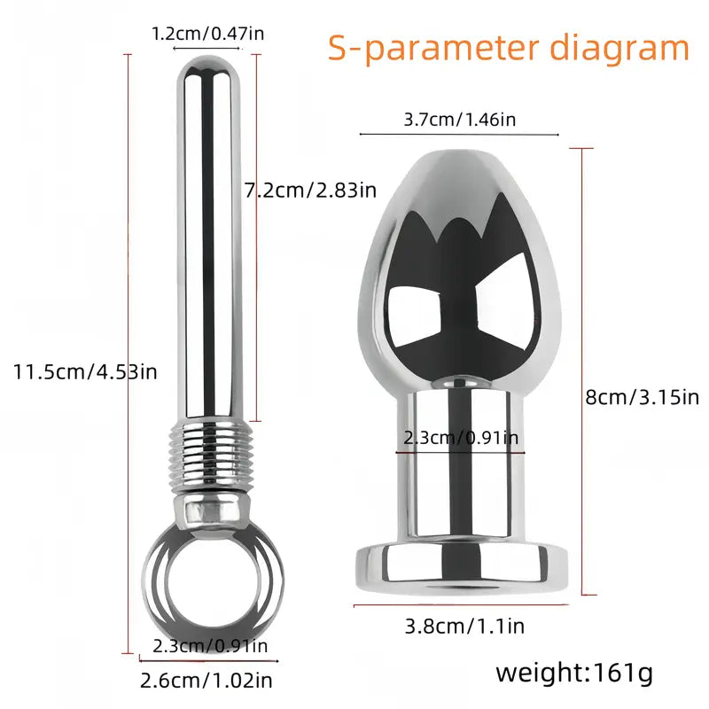 Through-hole Enema Metal Butt Plug With Removable Insert Anal Plug