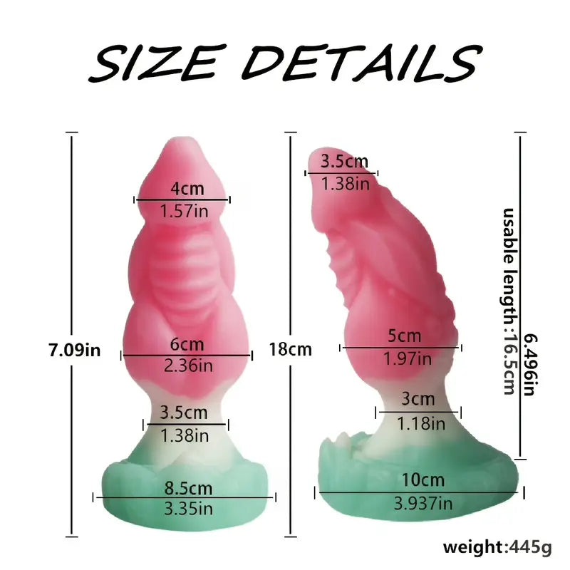 7.09in Monster Fantasy Thick Knot Dragon Silicone Dildo With Suction Cup