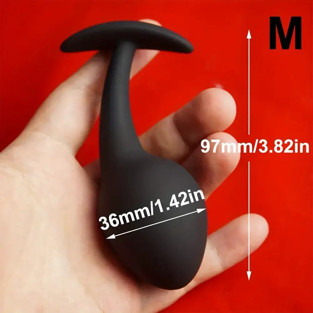 Silicone Anal Dilator Black Butt Plug Tadpole Shaped Anchor Sex Toy