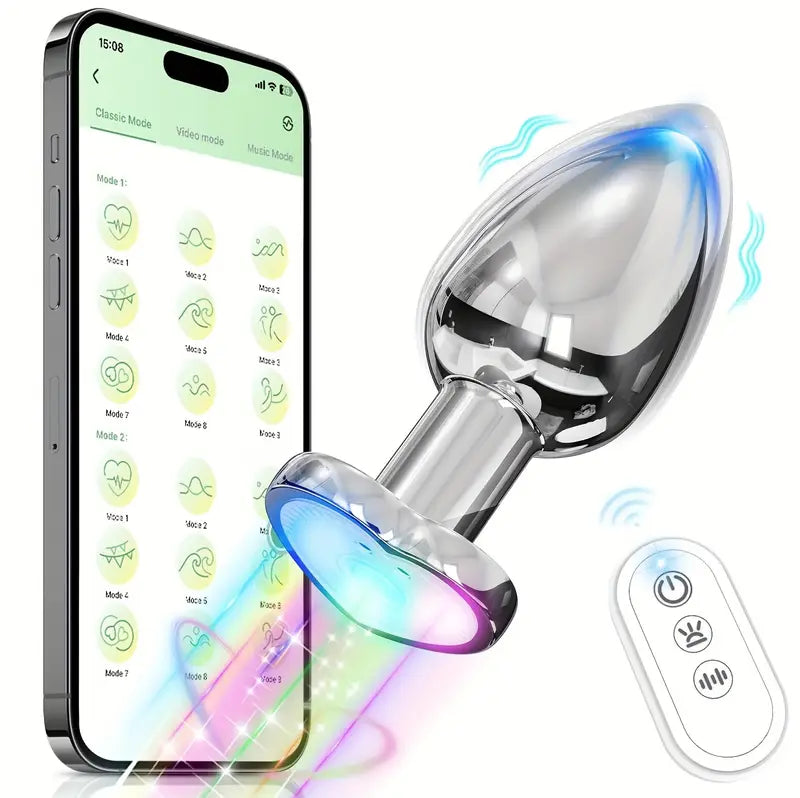 Butt Plug With 10 Vibrating Modes Flashing Light Base Prostate Massager