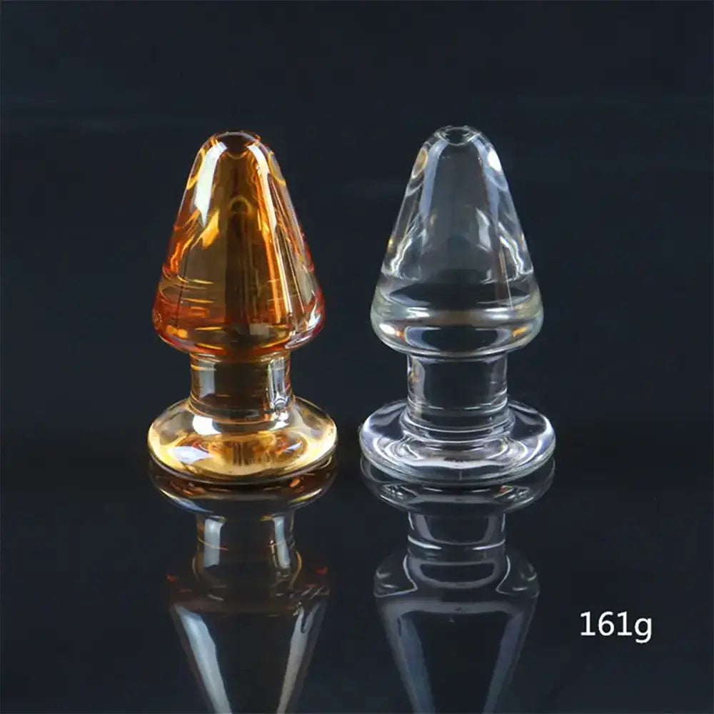 Elegant Amber Glass Anal Plug G-Spot Stimulation Smooth Finish Toy