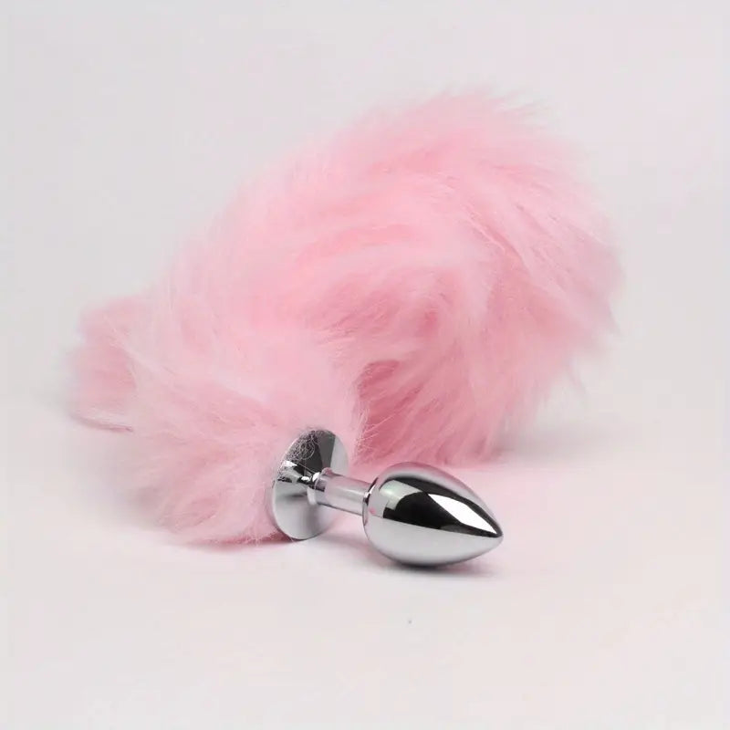 Fur Anal Fox Tail Metal Heads Butt Plug Adult Game Insert Stopper Set