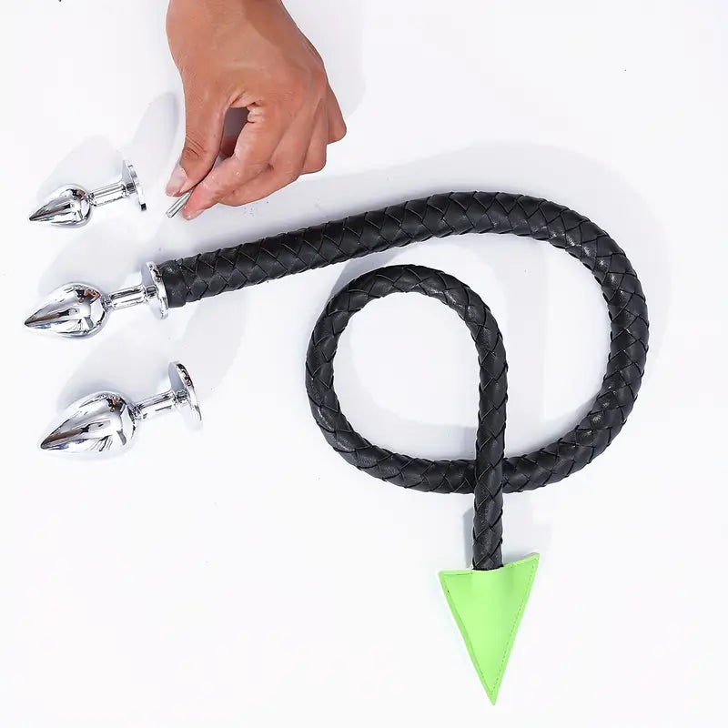 BDSM Whip Compilation Tail With Anal Plug Set Adult Sex Game Whip