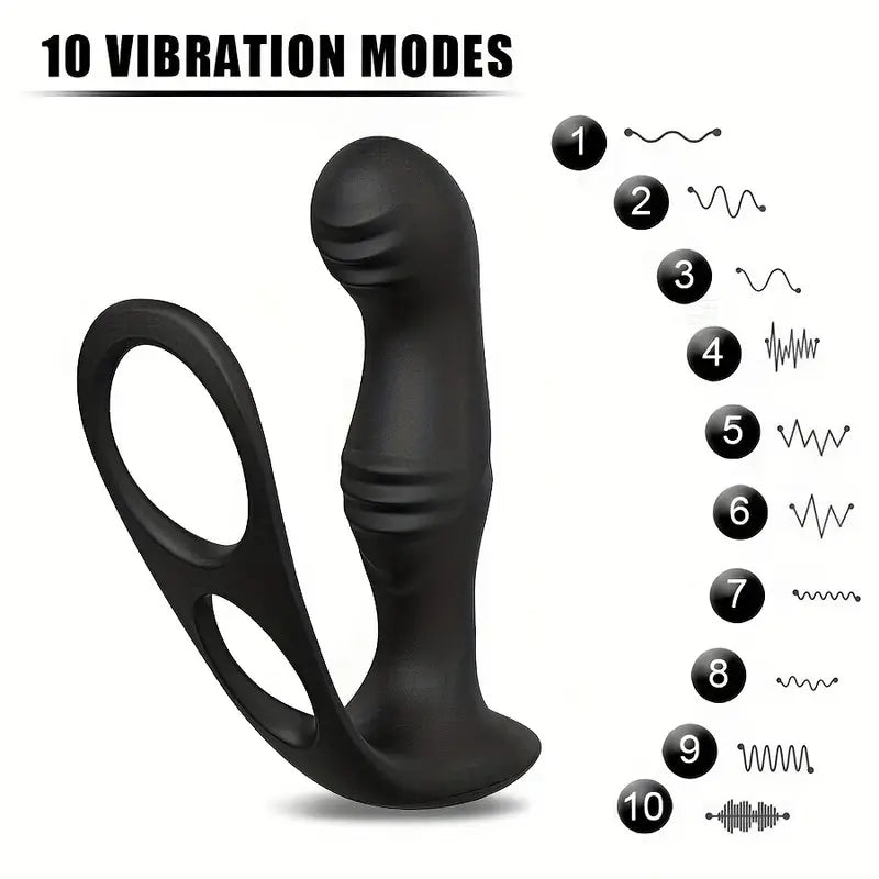 Remote Anal Vibrator 10 Speeds Delay Ejaculation Cock Ring Anus Plug