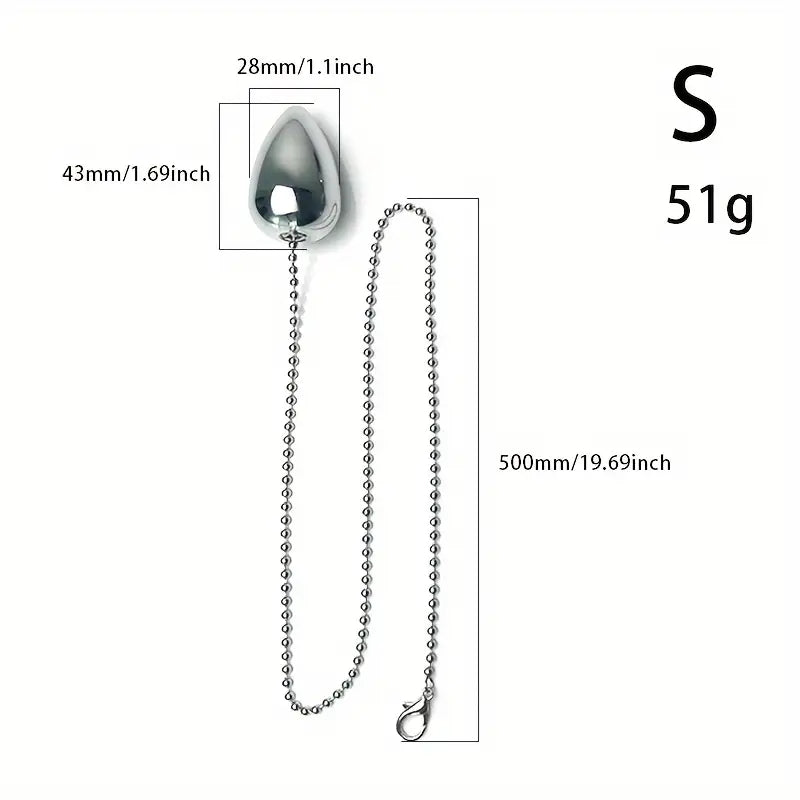 Heavy Duty Metal Teardrop Butt Plug With Chain Solid Anal Toy Couples