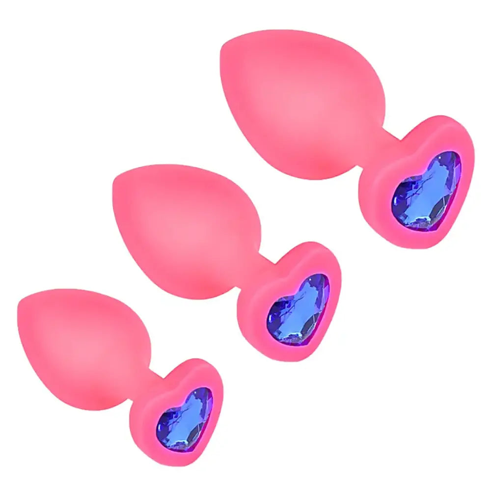 Heart 3 Sizes Stainless Steel Crystal Anal Plug Removable Butt Plug