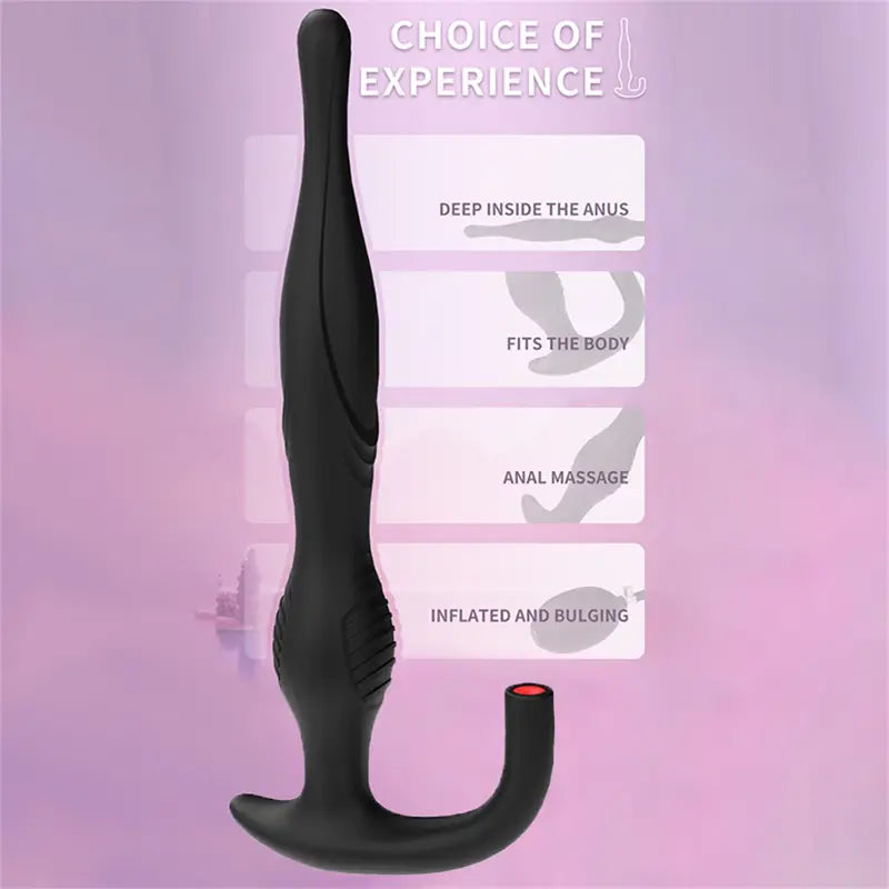 Silicone Inflatable Anal Plug With Textured Surface Long Friction Butt Plug