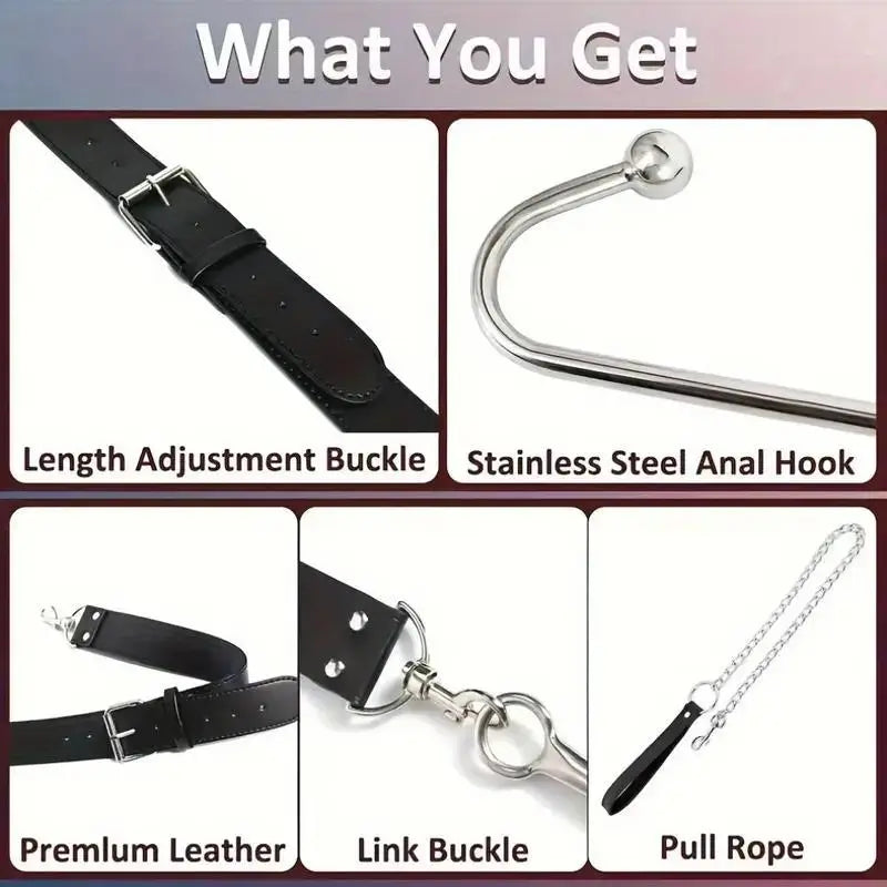 BDSM Bondage Kit Anal Hook Handcuffs Collar with Anal Trainer Ball Gag