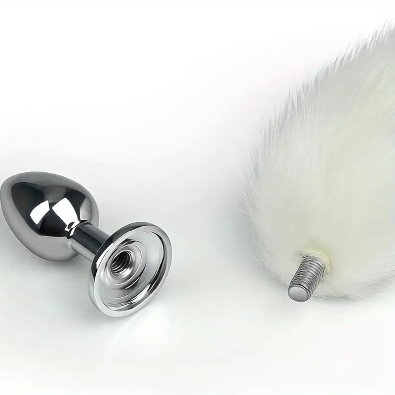 Anal Plug Trainer With Imitation Fluffy Fox Tail Furry Long Fox Tail Role Play