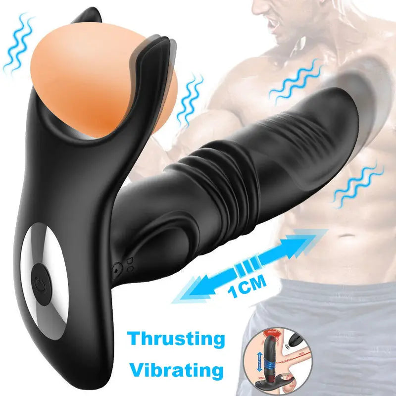 Prostate Massager Vibrating Thrusting Telescopic Dildo G-spot Anal Butt Plug