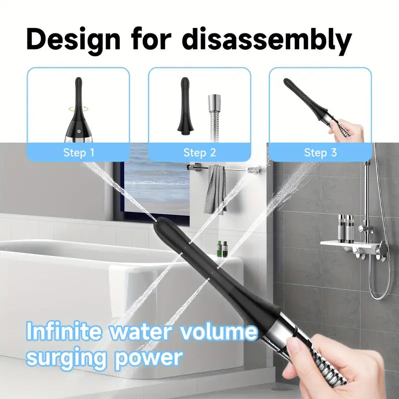 3 Vibrating Speeds 7 Spay Holes Head Enema Cleaner For Anal Sex Toy