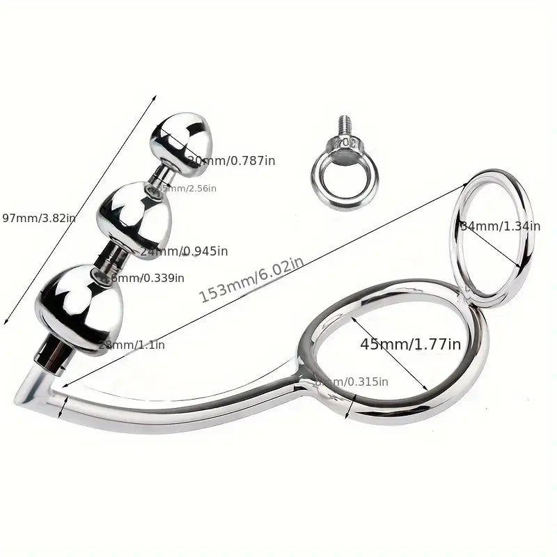 Multifunctional Metal Anal Plug Penis Ring Set Non-Latex Anal Sex Toy