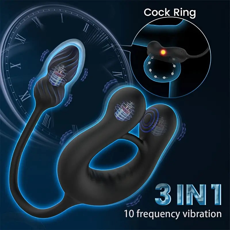 10 Vibrating Thrusting Modes Silicone Prostate Butt Plug With Cock Ring