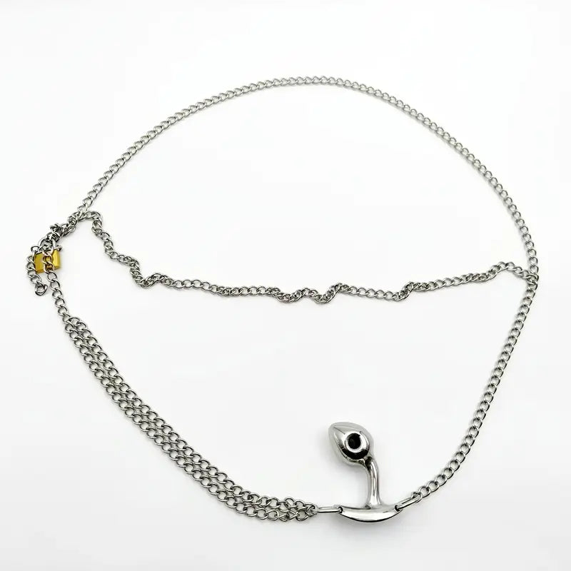 Wearable Iron Underwear With Metal Anal Plug For Posterior Massage