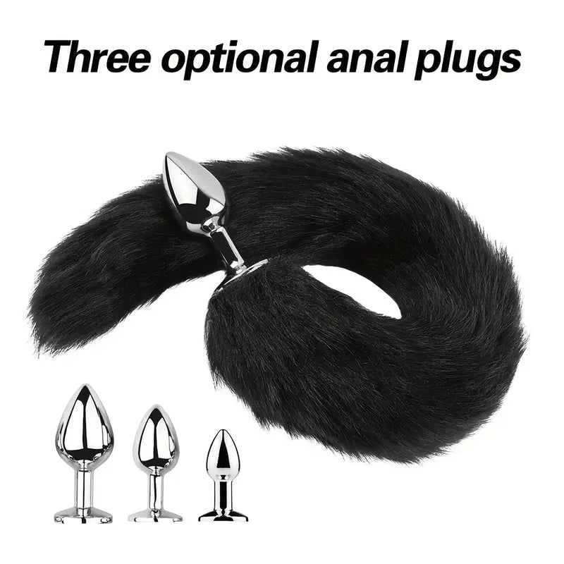 Three Size Dog Tail Metal Anal Plug Animal Tail Butt Plug Cosplay Sex Games