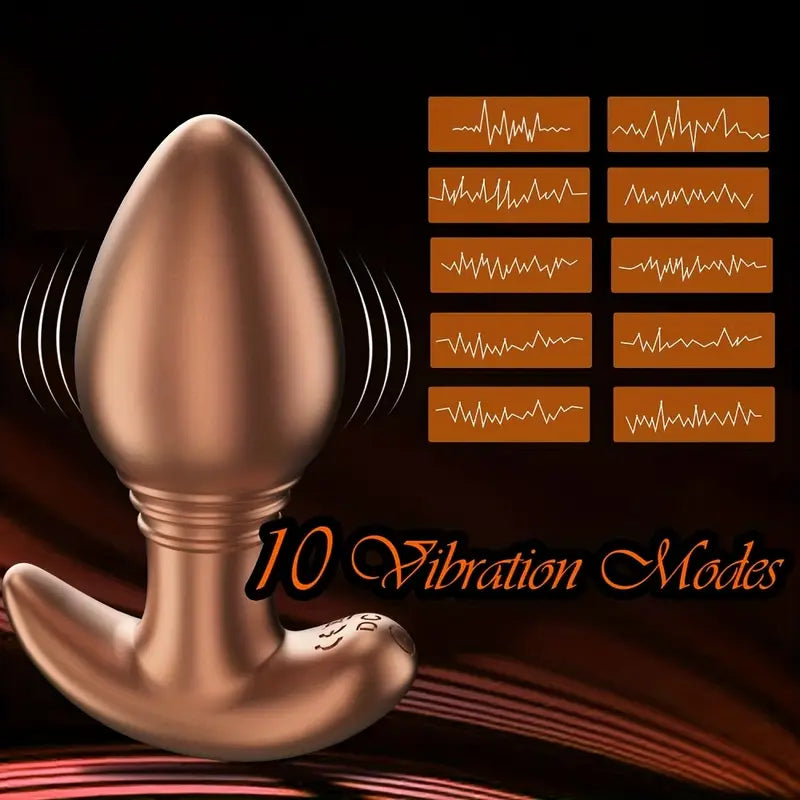 Golden Silicone Vibrating Butt Plug Rechargeable Prostate Massager