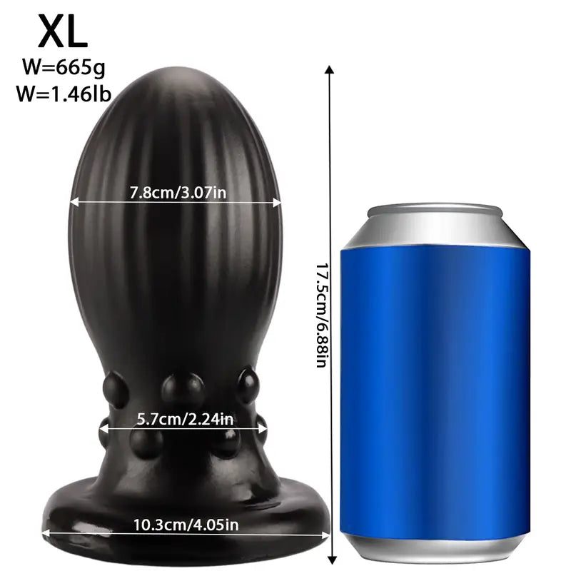 Black Anal Plug With Grains Dragon Egg Base With Suction Cup Anal Plug