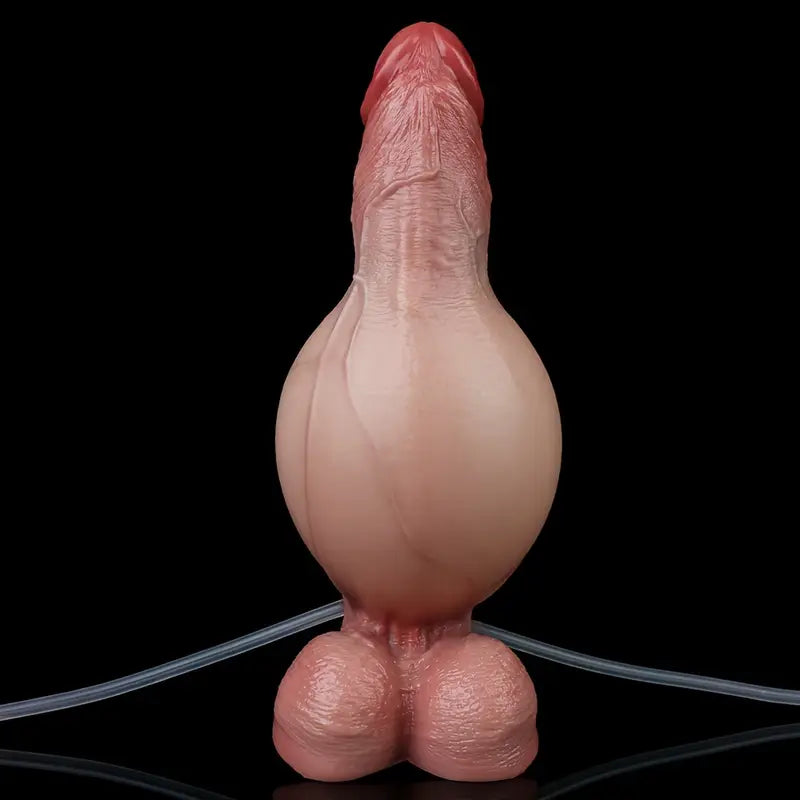 7.24in Inflatable Anal Realistic Squirting Raised Veins Soft Silicone Dildo