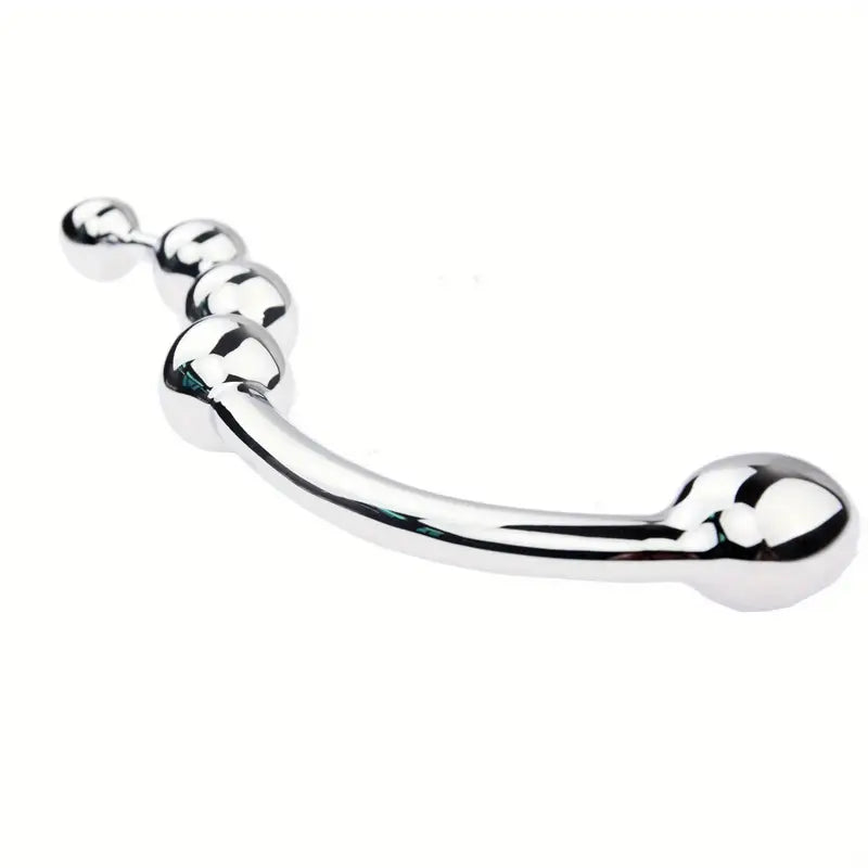 Stainless Steel Anal Stopper With 4 Beads Prostate Massager For Adults