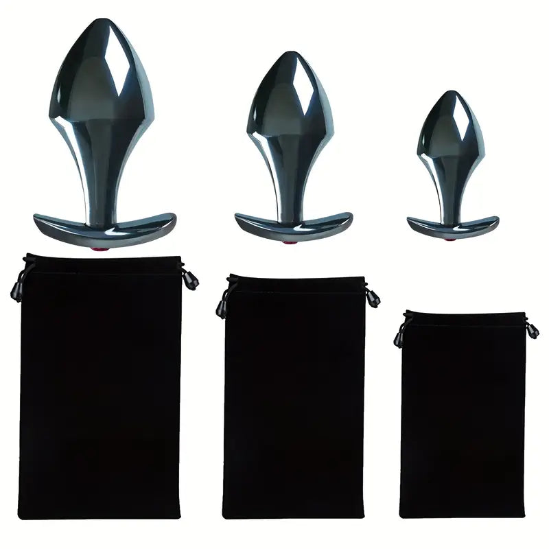 Luxury Jewelry Anal Trainer Kit 3pcs Anal Plug Set Fetish Butt Trainer