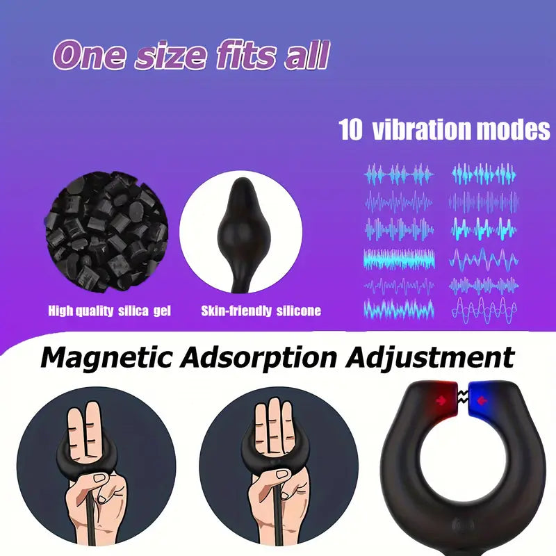 Vibrating Cock Ring With Anal Butt Plug Prostate Massage Enhanced Pleasure