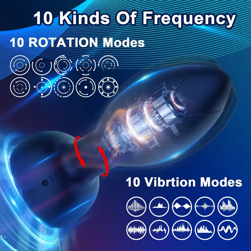 10 Vibrations 10 Rotation Modes Rechargeable G Spot Vibrator Anal Sex Toy