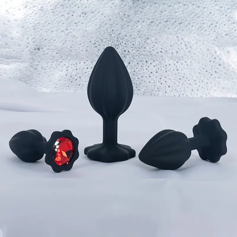 Silicone Anal Plug With Red Diamond Base Small G Spot Butt Plug For Beginners