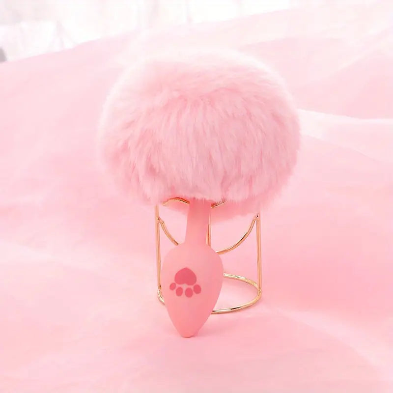 Cute Sexy Plush Pussy Tail Anal Plug Silicone Cat Paw Fox Tail Animal Tail
