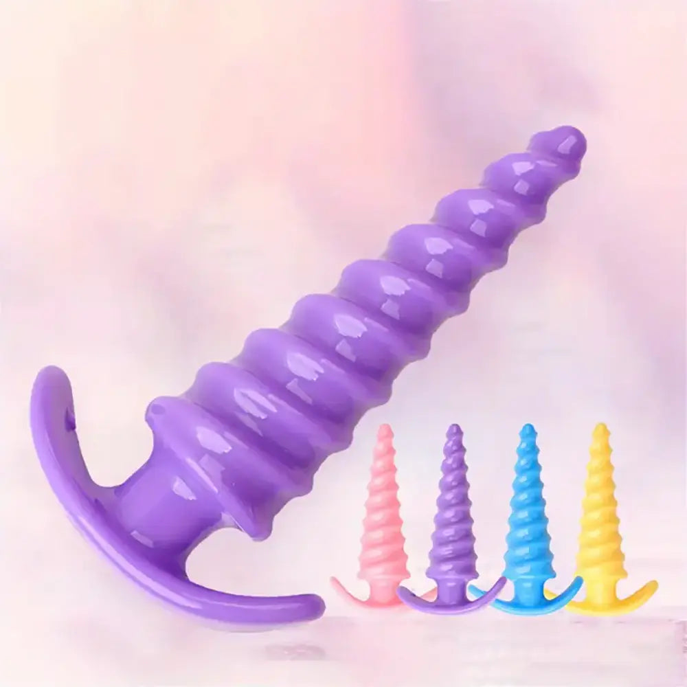 Spiral Butt Plug Anal Trainer G Spot Stimulator With Pull Handle