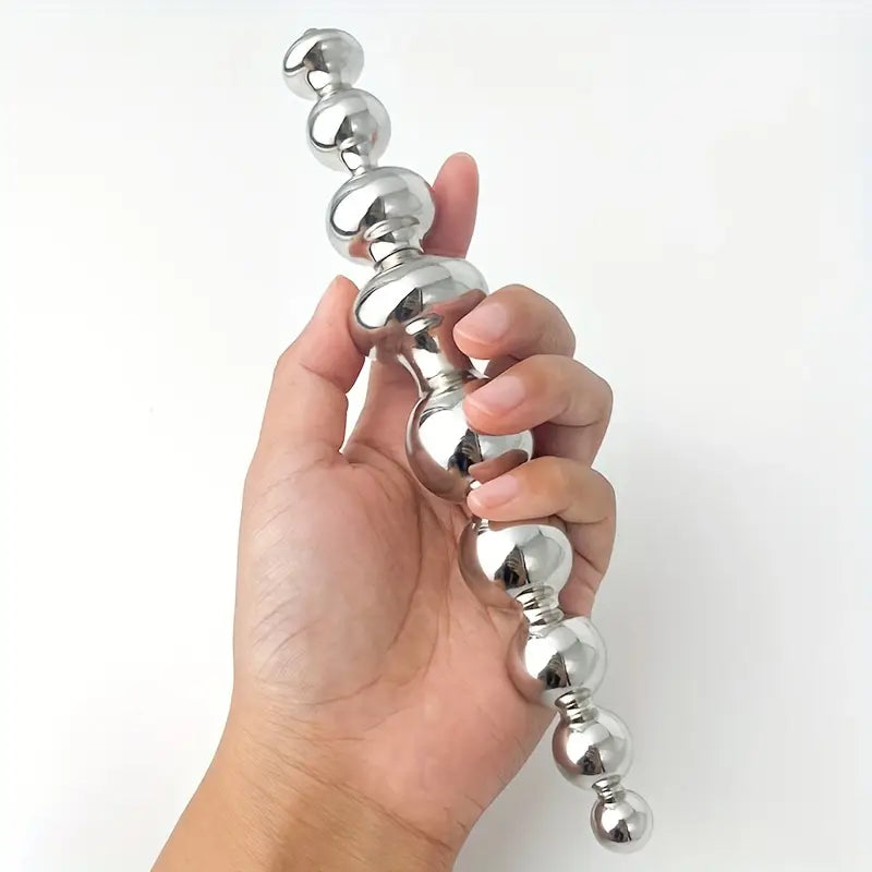 Sleek Metal Dual-Ended Anal Beads Plug Suitable For Both Men Women