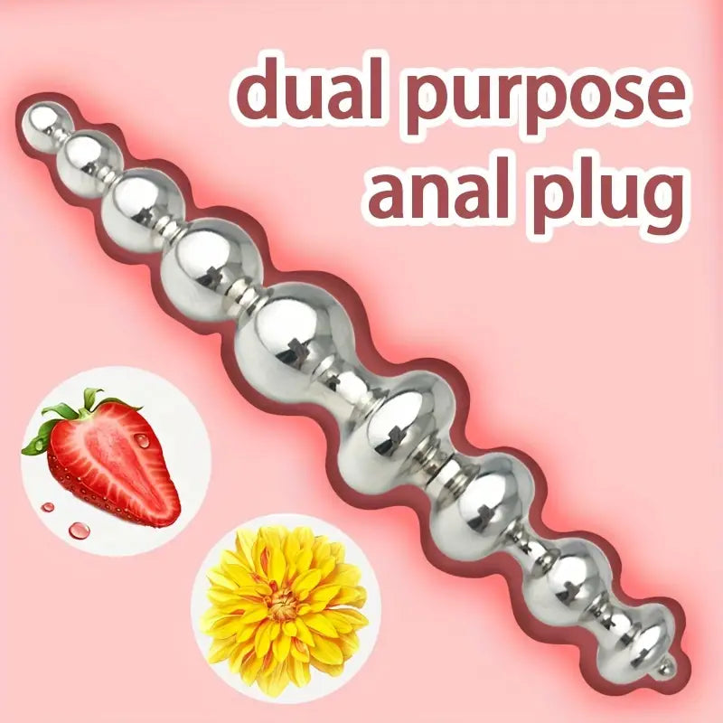 Sleek Metal Dual-Ended Anal Beads Plug Suitable For Both Men Women