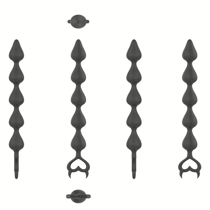 Silicone Anal Beads Butt Plug With 5 Heart Balls Flexible Anal Sex Toy