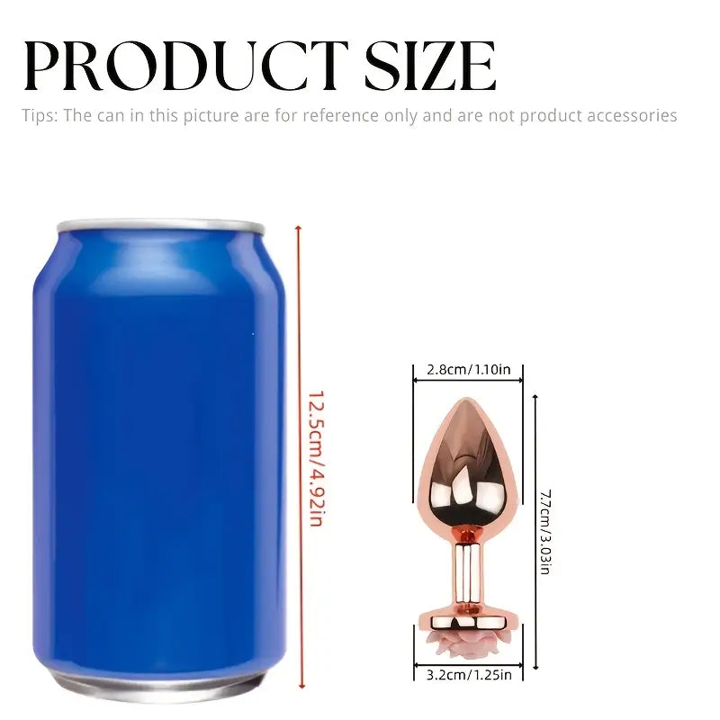 Metal Pink Heart Anal Plug Rose Base 3 Sizes Suitable For Beginners