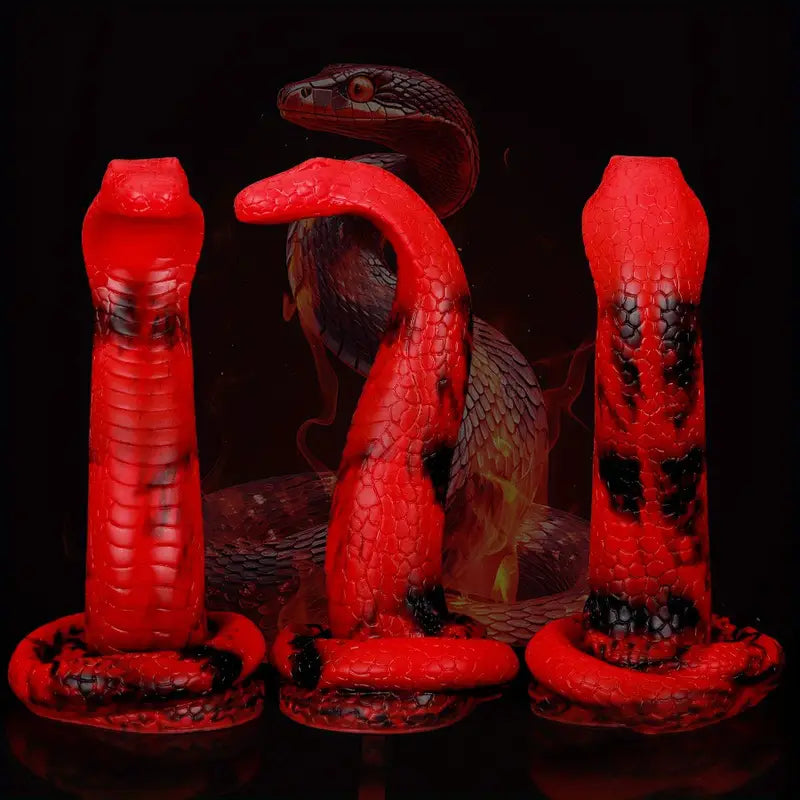 Silicone Cobra Snake Anal Plug Red Black Solid Pattern Anal Sex Toy