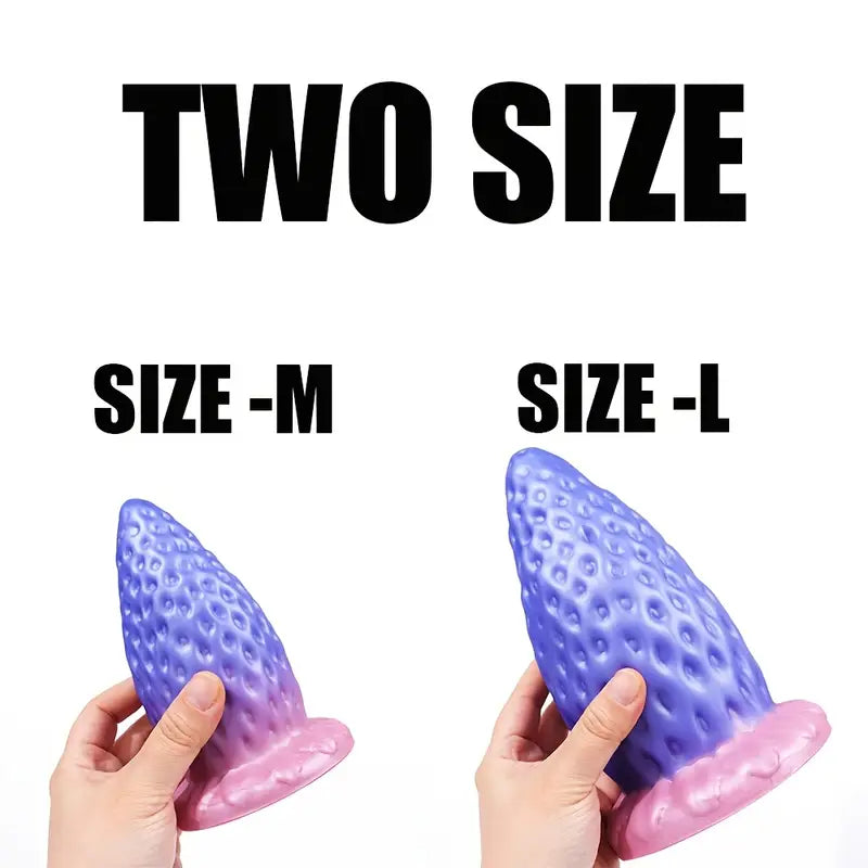 Giant Strawberry-Shaped Soft Liquid Silicone Purple Anal Plug Toy