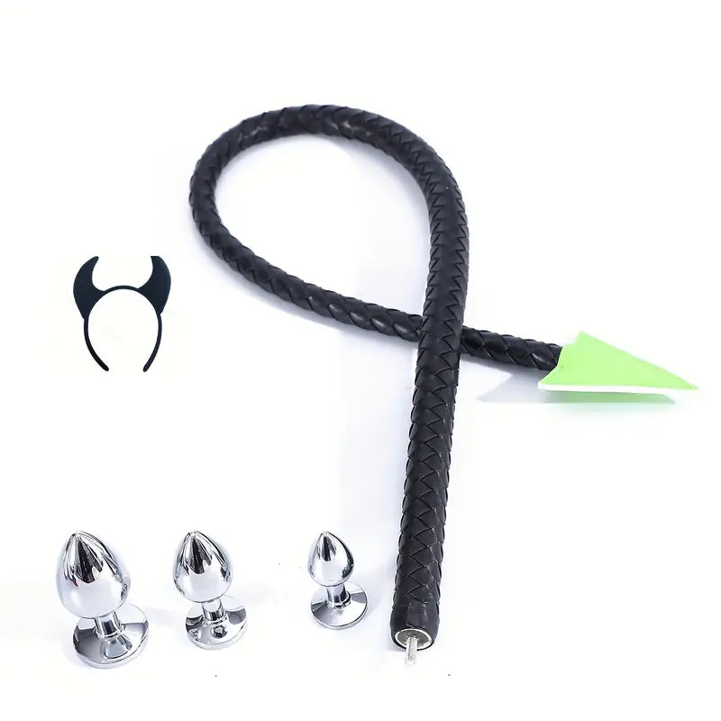 BDSM Whip Compilation Tail With Anal Plug Set Adult Sex Game Whip