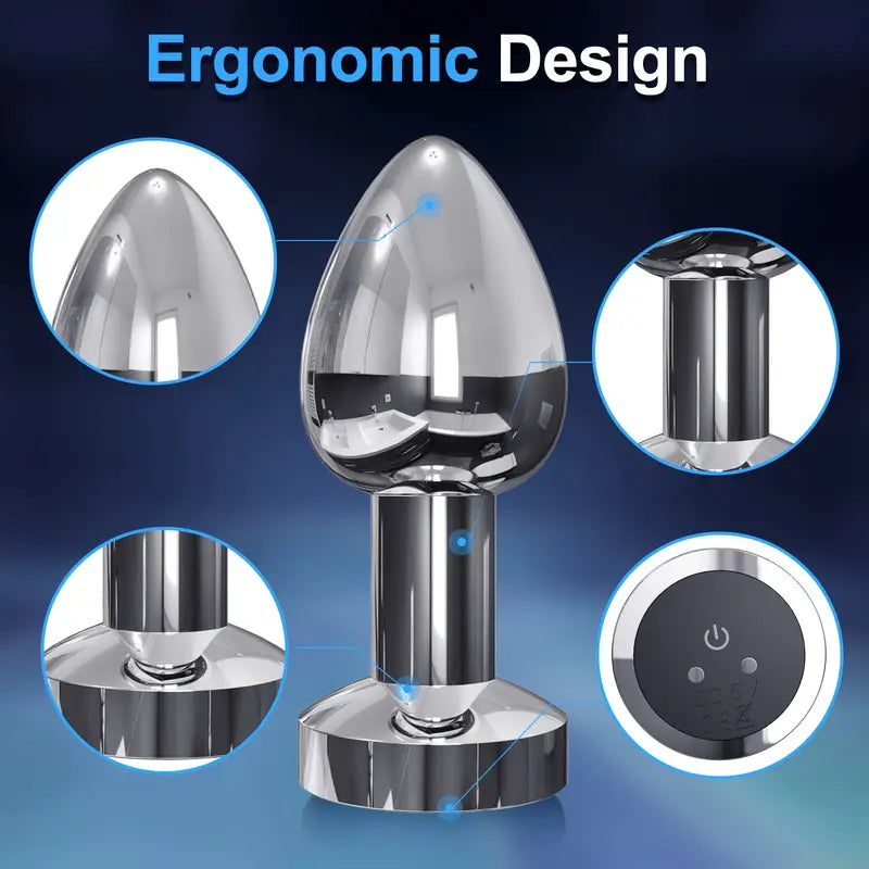 Remote-Controlled Vibrating Metal Anal Plug Couples Flirting Adult Sex Toy