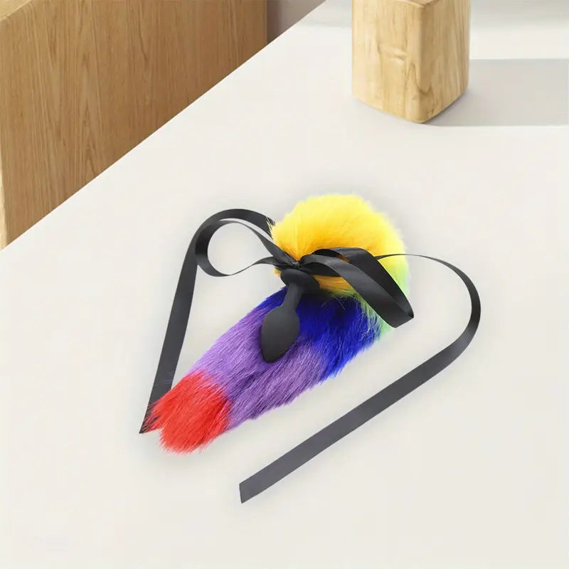 Anal Plug with Faux Tail Cosplay Silicone Butt Plug Adult Toy For Women