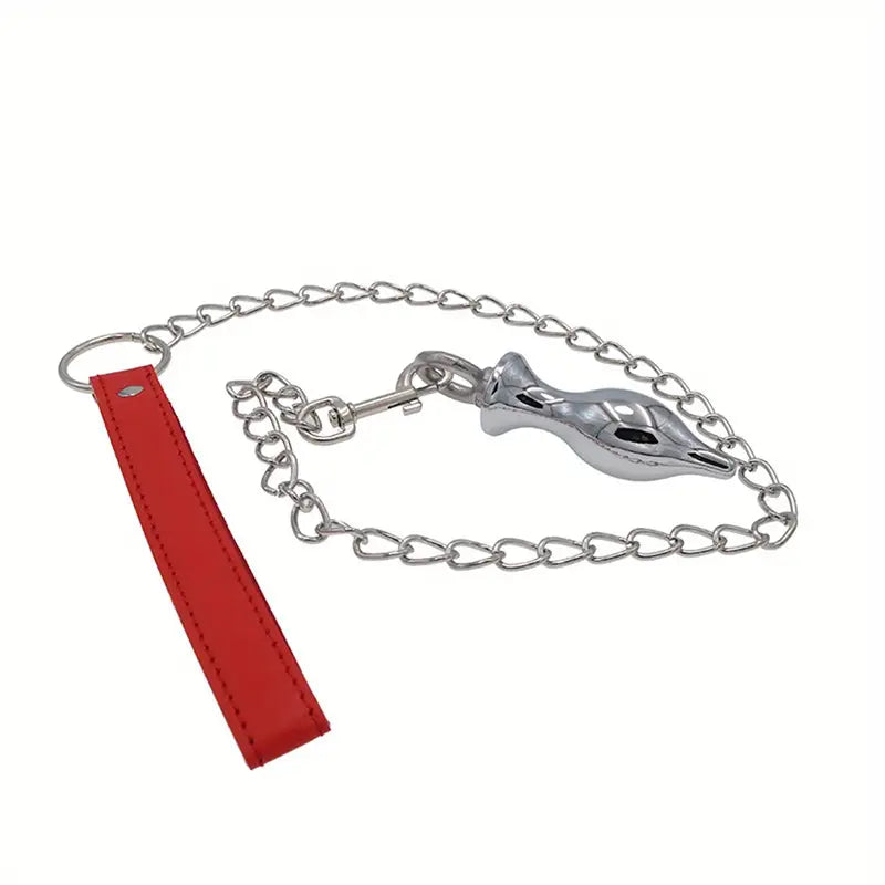 Unisex Metal Butt Plug With Traction Rope Adult Toy For Bedroom Orgasm